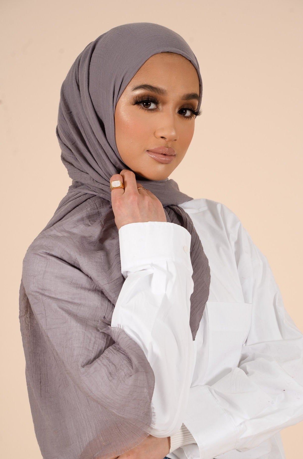 Opal Grey Cotton & Silk Hijab - CAVE