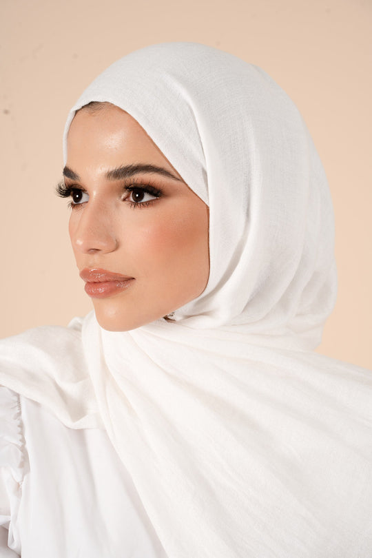 Oyster White Cotton & Wool Hijab - CAVE