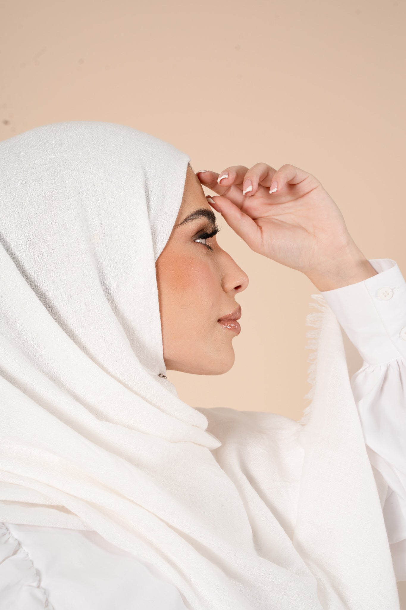 Oyster White Cotton & Wool Hijab - CAVE