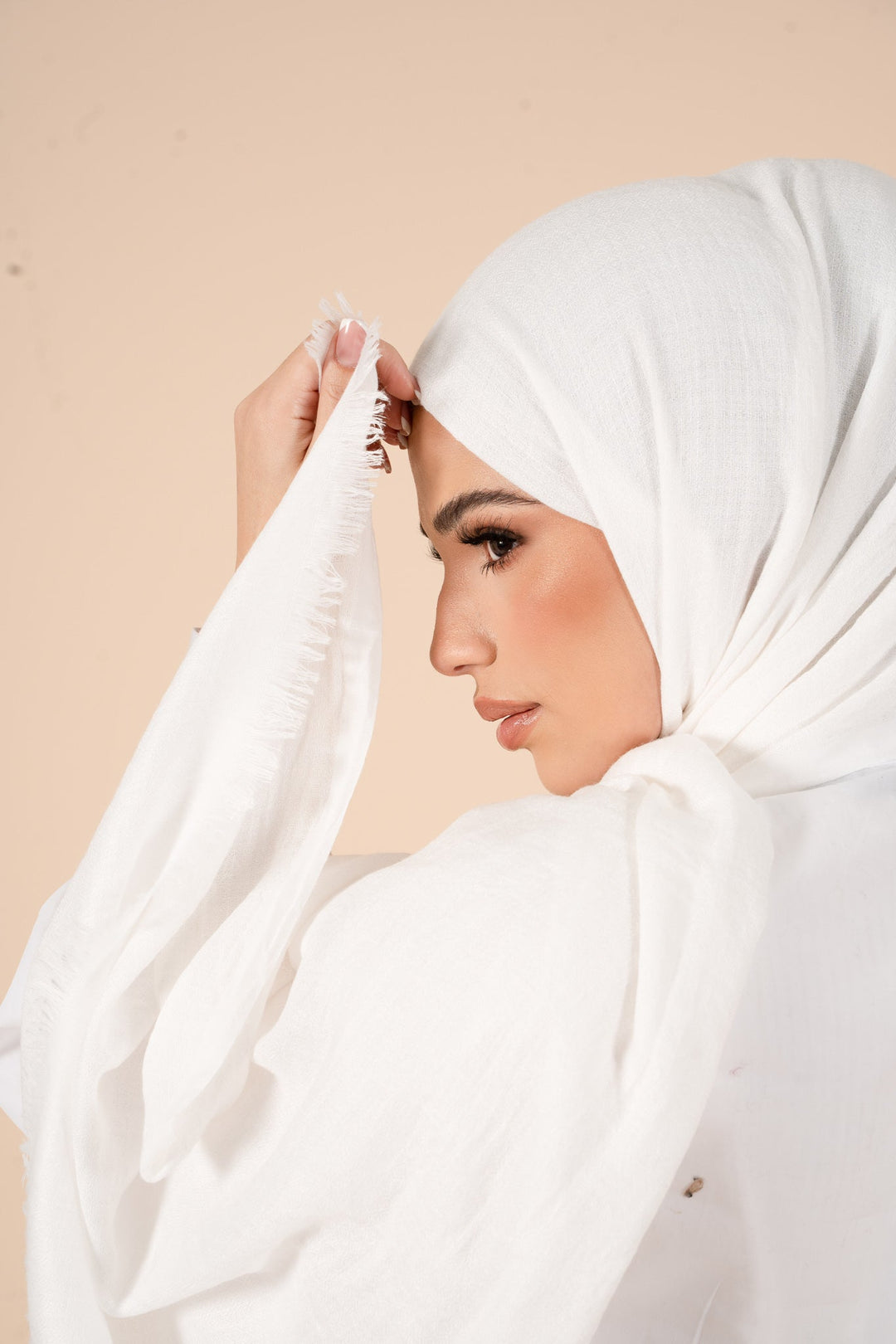 Oyster White Cotton & Wool Hijab - CAVE