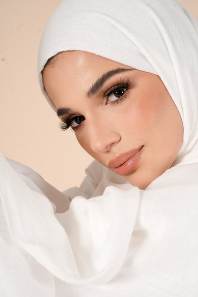 Oyster White Cotton & Wool Hijab - CAVE