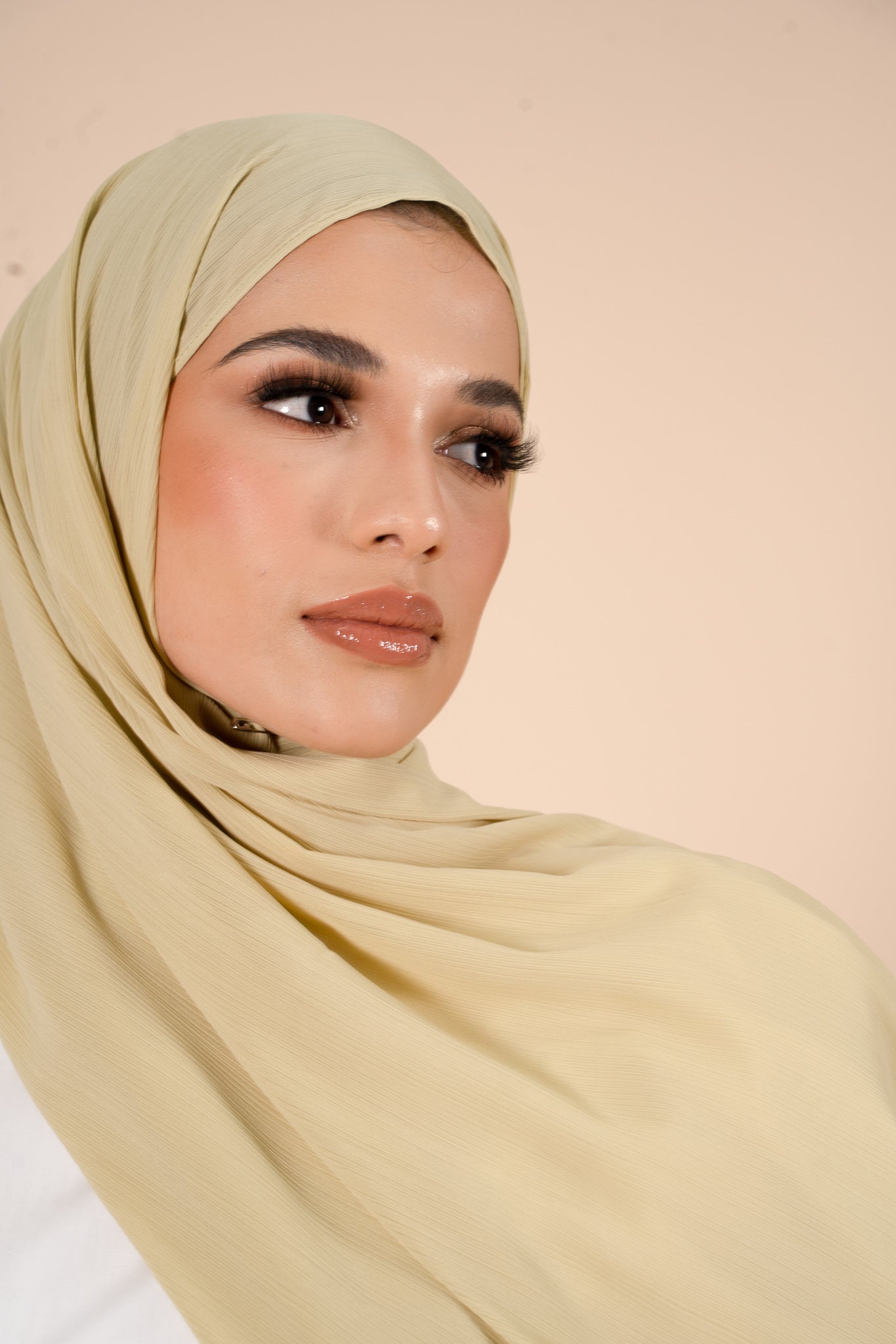 Pale Olive Crinkle Soft Crepe Hijab - CAVE