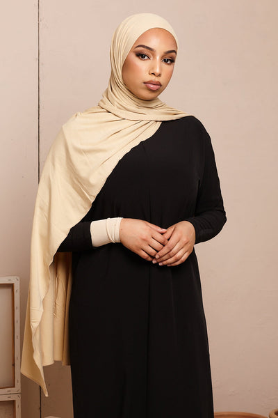 Pastel Yellow Bamboo Jersey Hijab - CAVE