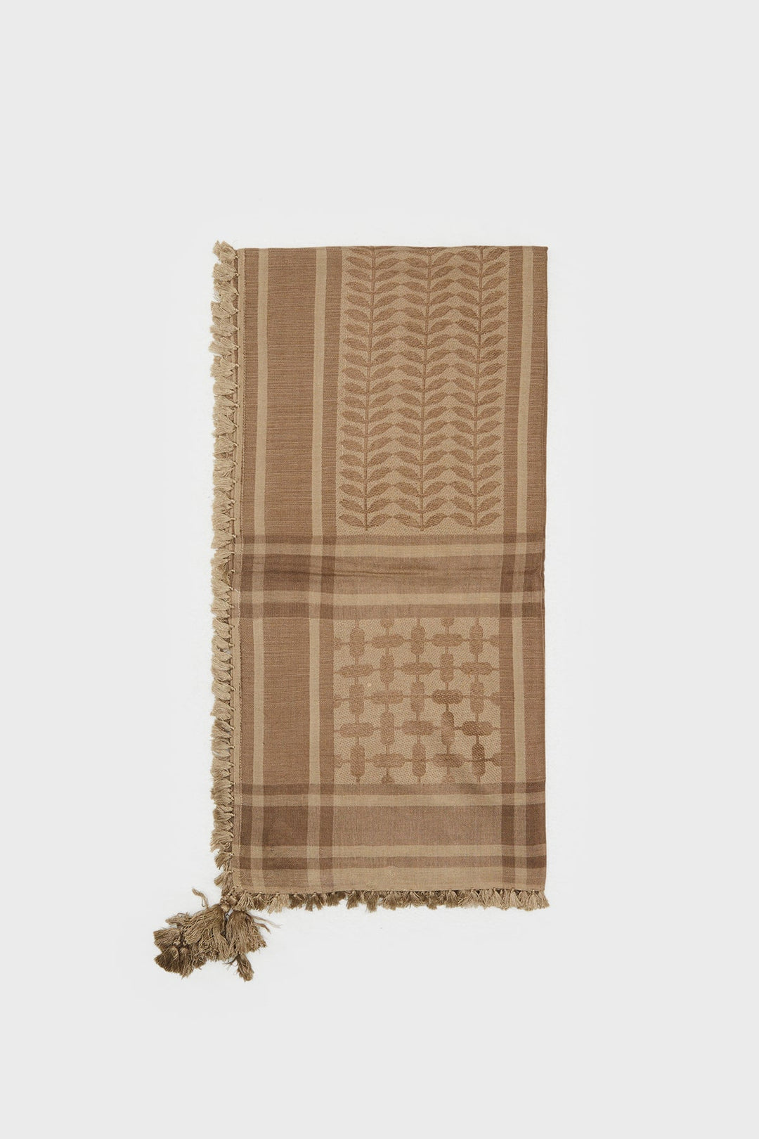 Pastel Yellow & Shady Brown Bamboo Keffiyeh Scarf - CAVE