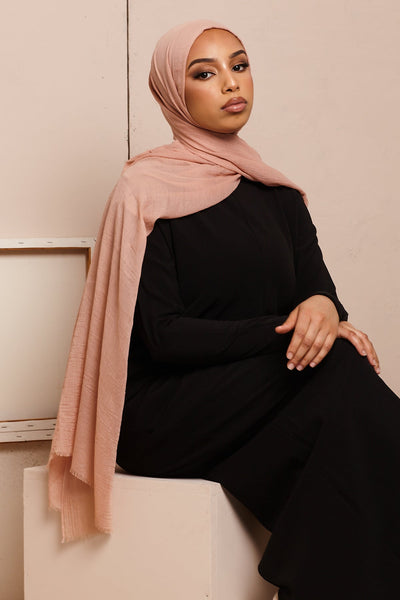 Peach Cotton & Silk Hijab - CAVE