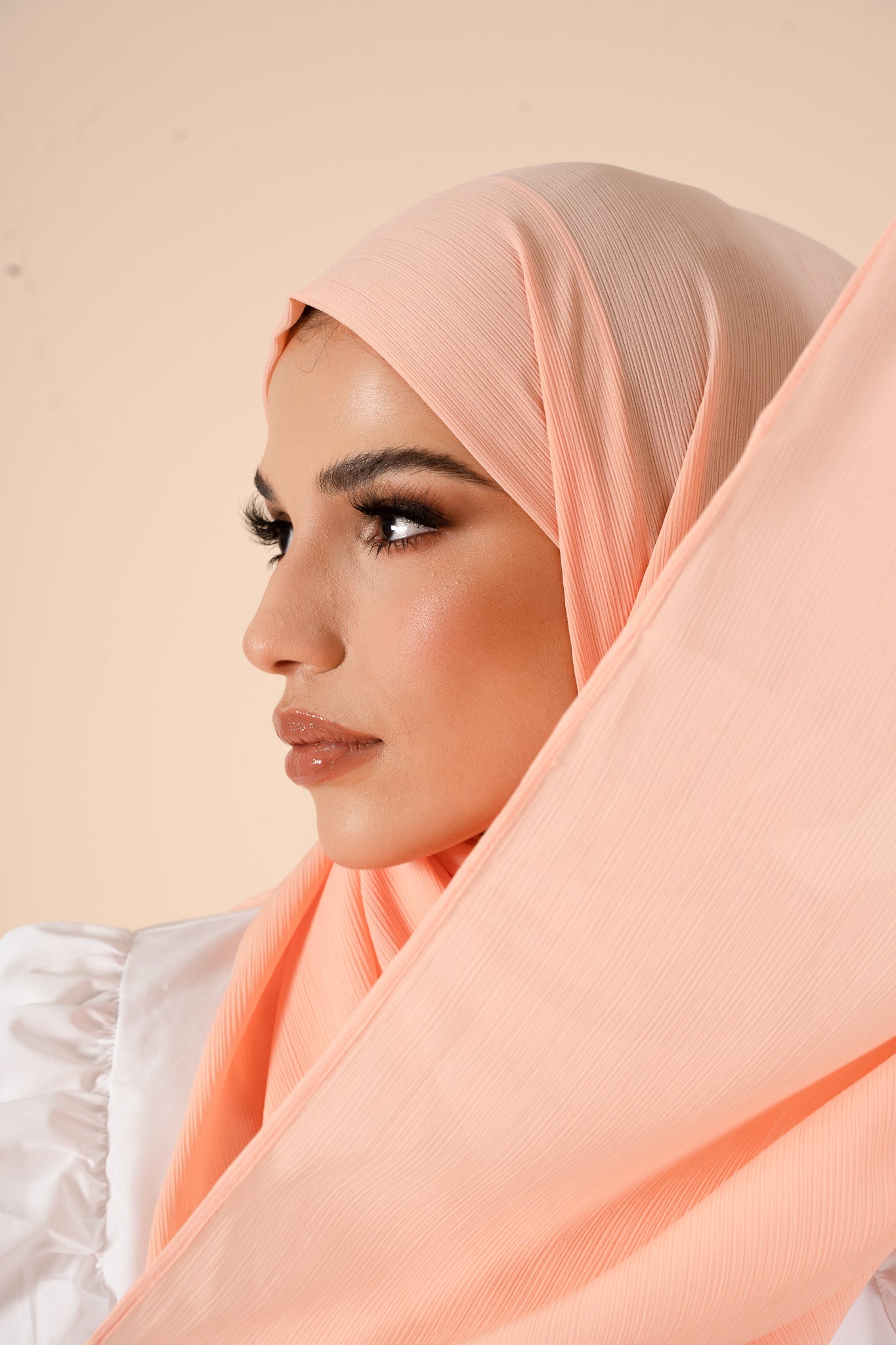 Peach Pink Crinkle Soft Crepe Hijab - CAVE