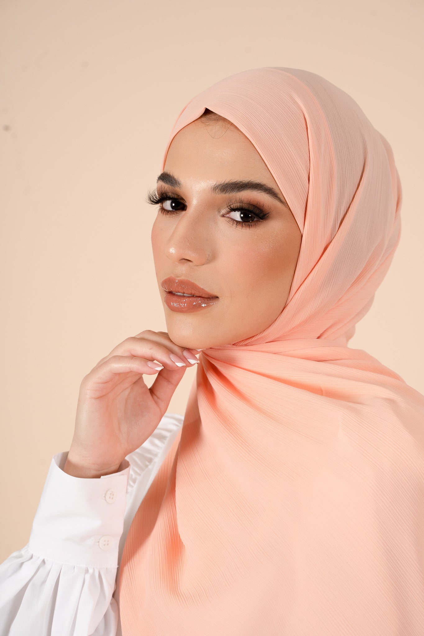 Peach Pink Crinkle Soft Crepe Hijab - CAVE