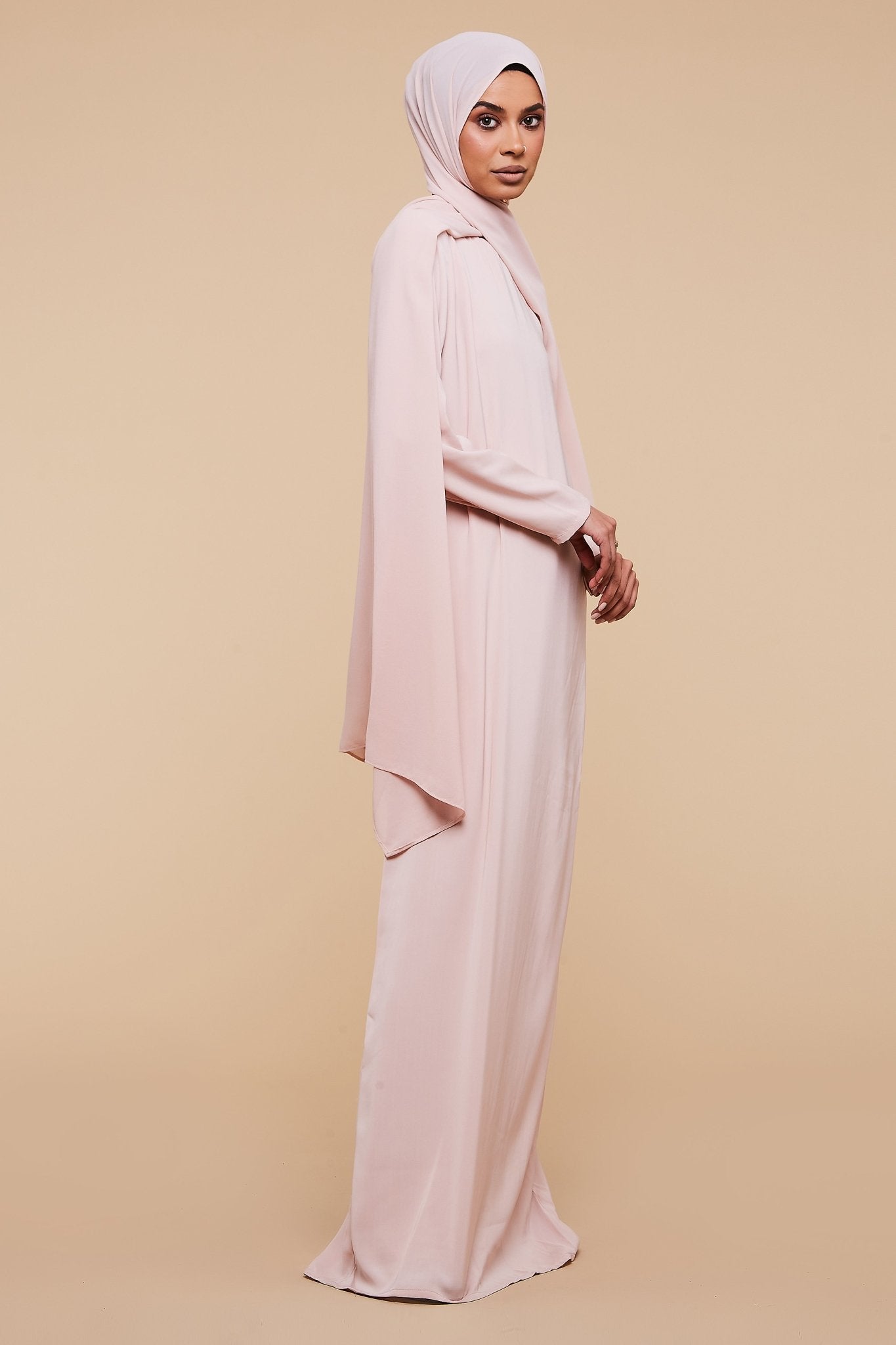 Pink High Classic Neck Abaya - CAVE