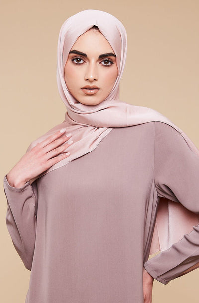 Powder Pink Grain Satin Hijab - CAVE
