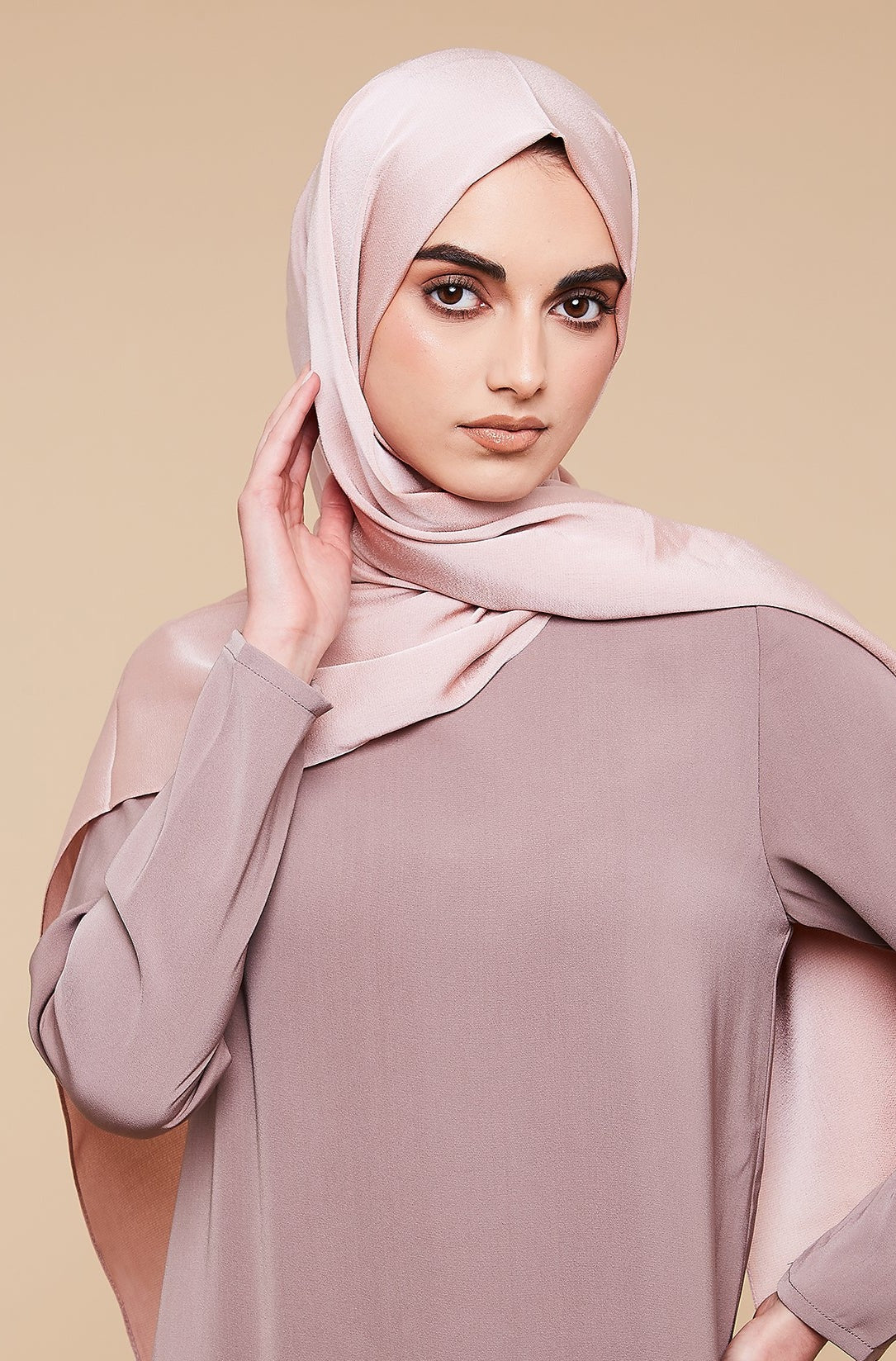 Powder Pink Grain Satin Hijab - CAVE