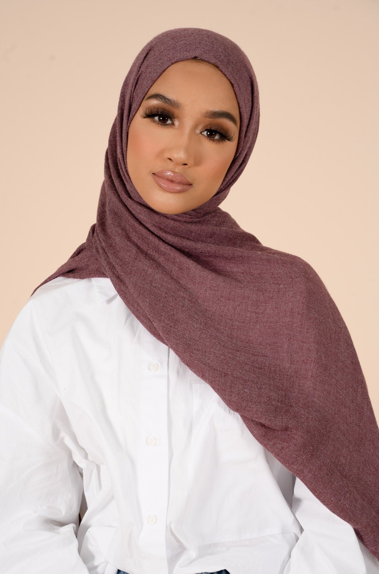 Prune Purple Cotton & Wool Hijab - CAVE