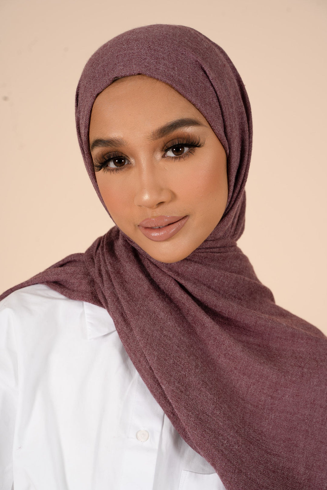 Prune Purple Cotton & Wool Hijab - CAVE