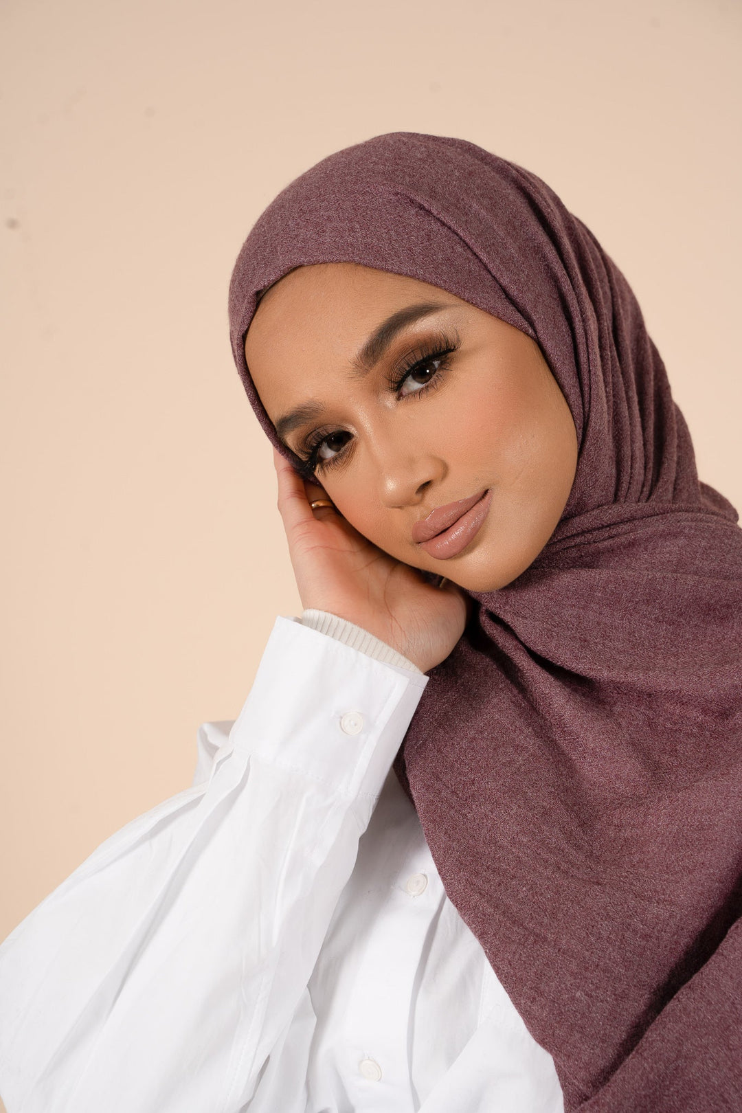 Prune Purple Cotton & Wool Hijab - CAVE