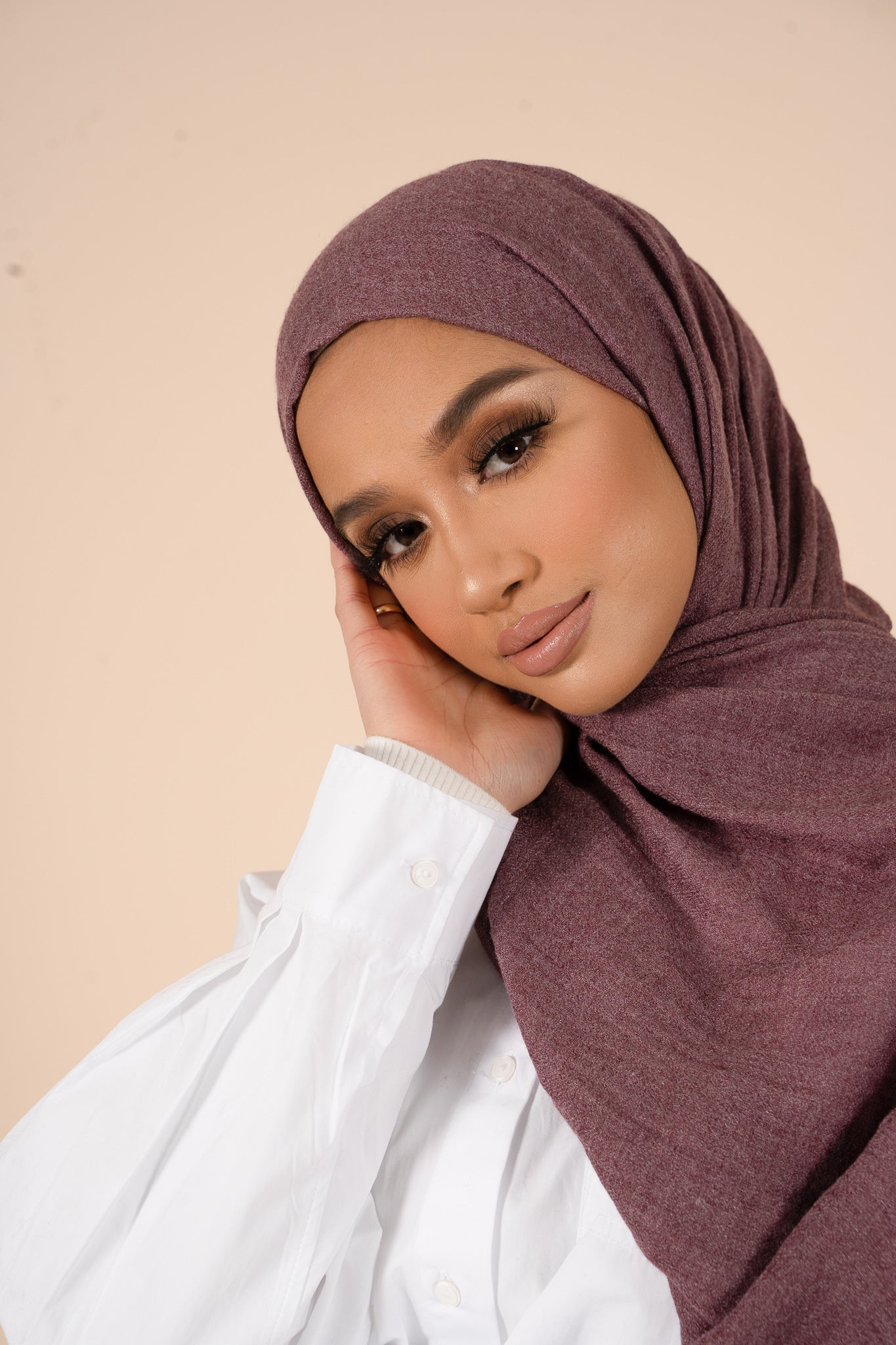 Prune Purple Cotton & Wool Hijab - CAVE