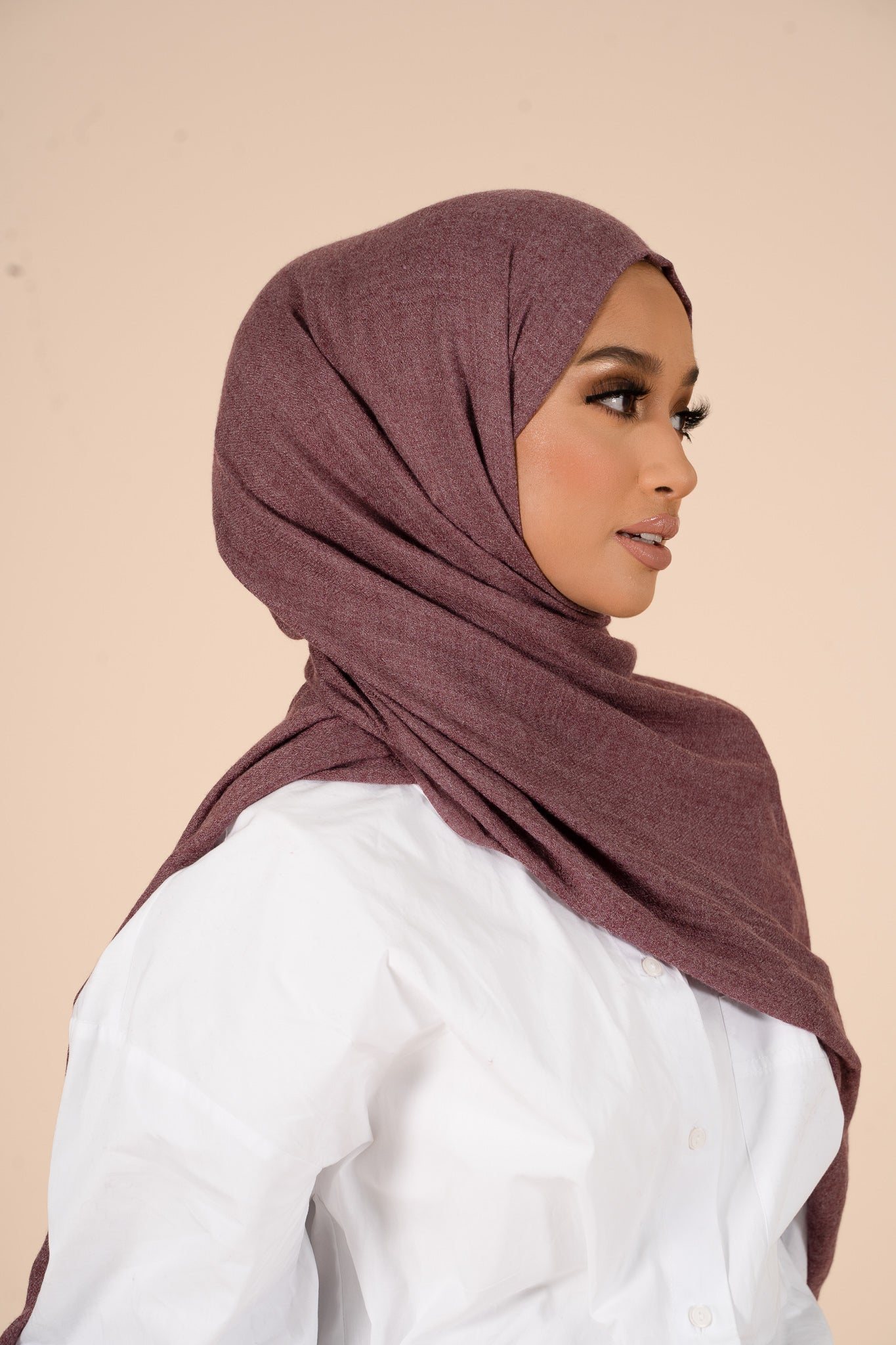 Prune Purple Cotton & Wool Hijab - CAVE