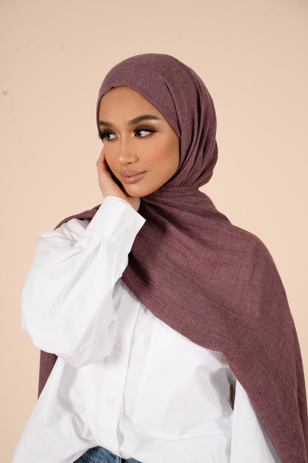 Prune Purple Cotton & Wool Hijab - CAVE