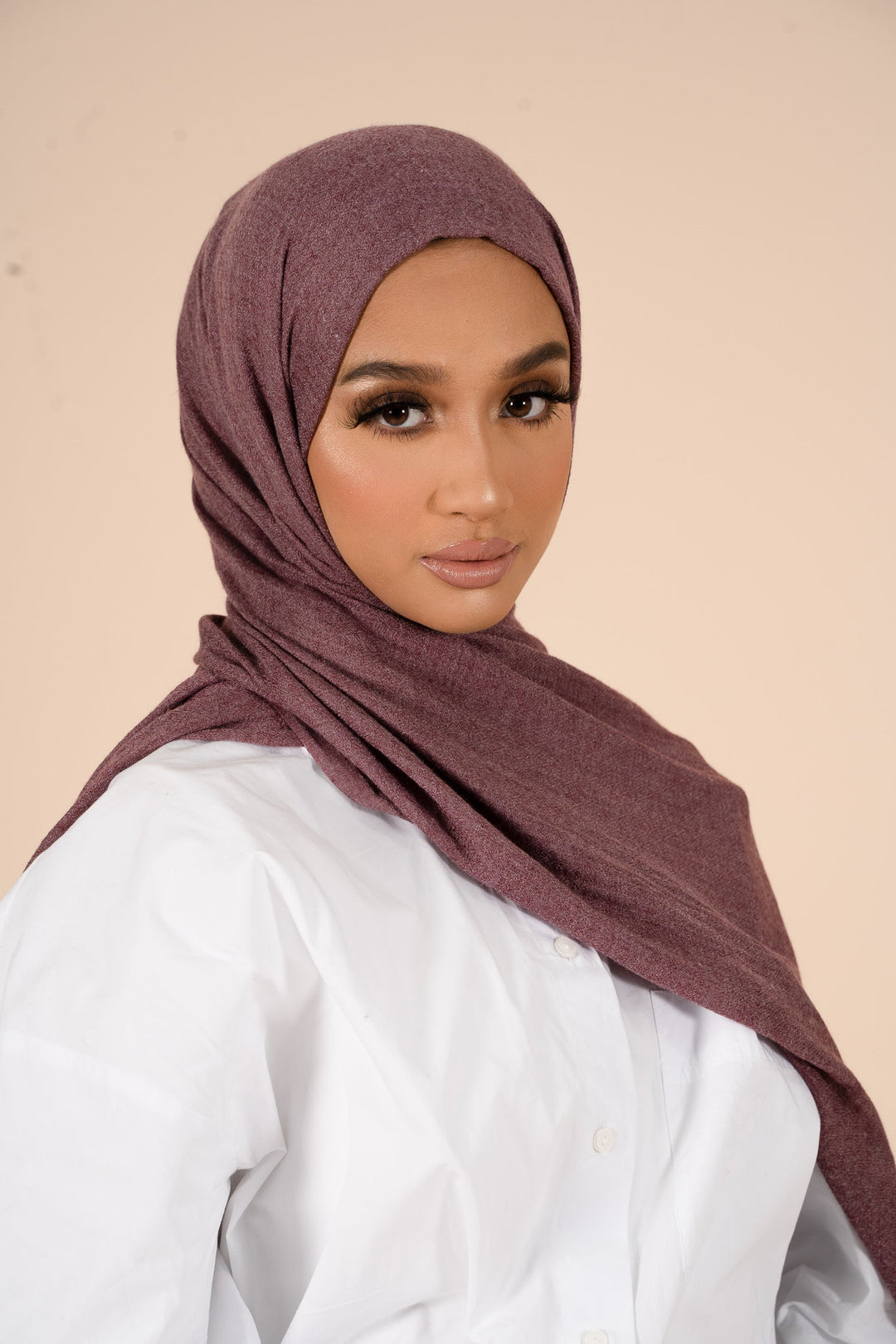 Prune Purple Cotton & Wool Hijab - CAVE