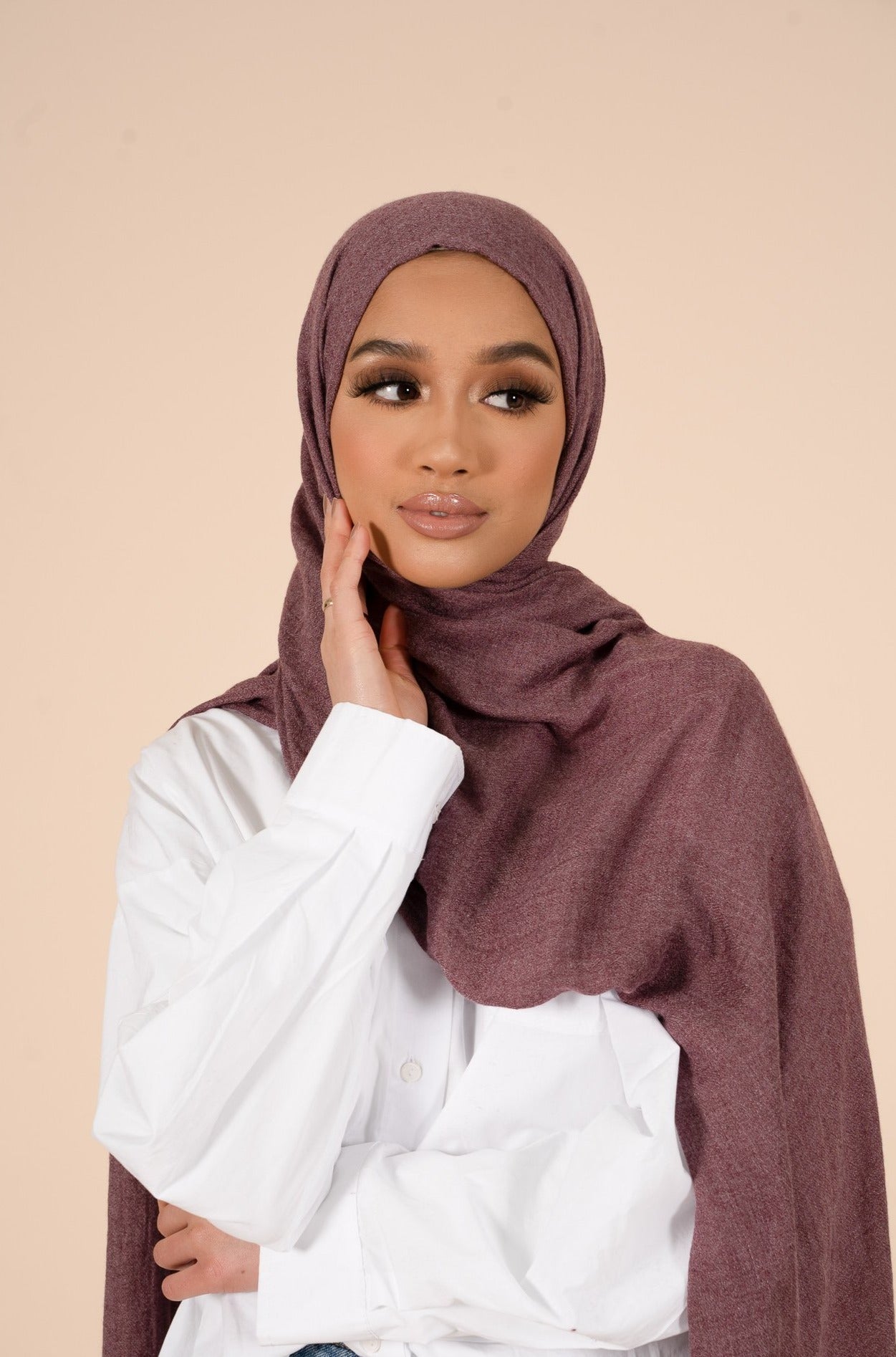 Prune Purple Cotton & Wool Hijab - CAVE
