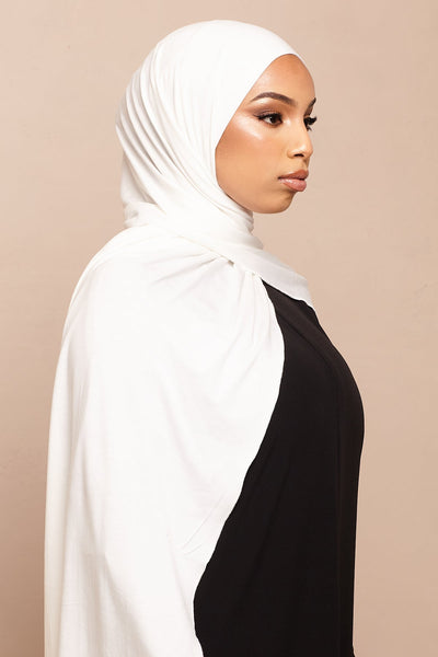 Pure White Bamboo Jersey Hijab - CAVE