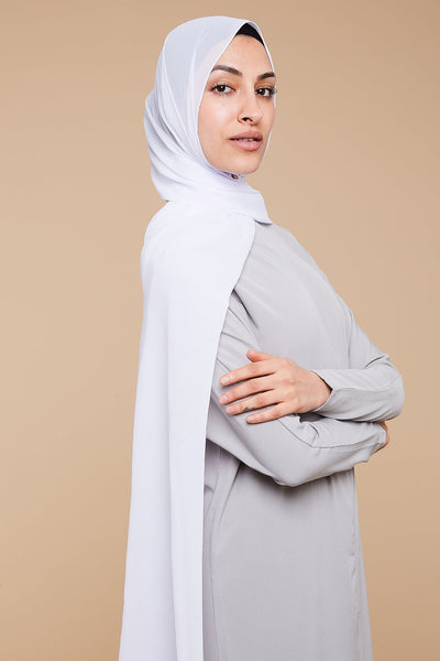 Pure White Soft Crepe Chiffon Hijab - CAVE