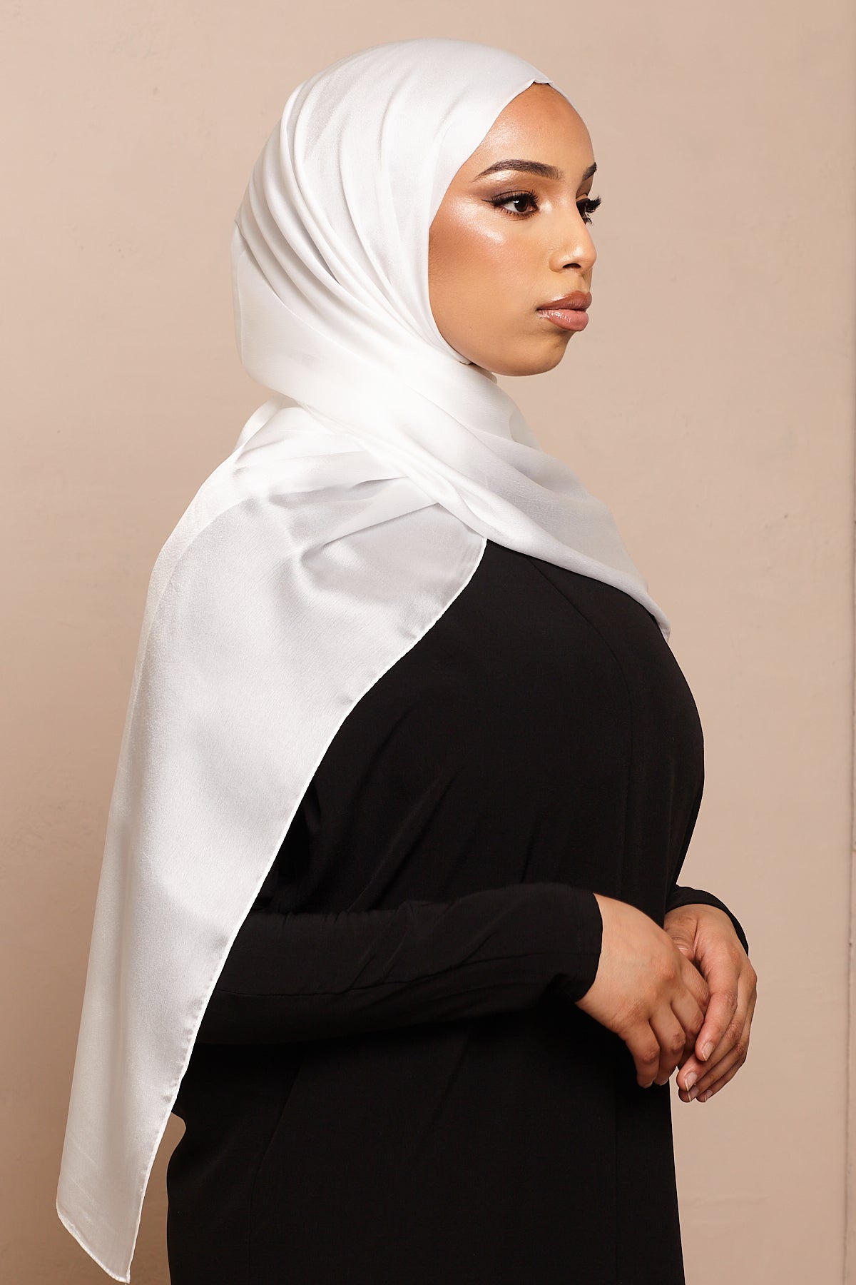 Pure White Soft Satin Hijab - CAVE