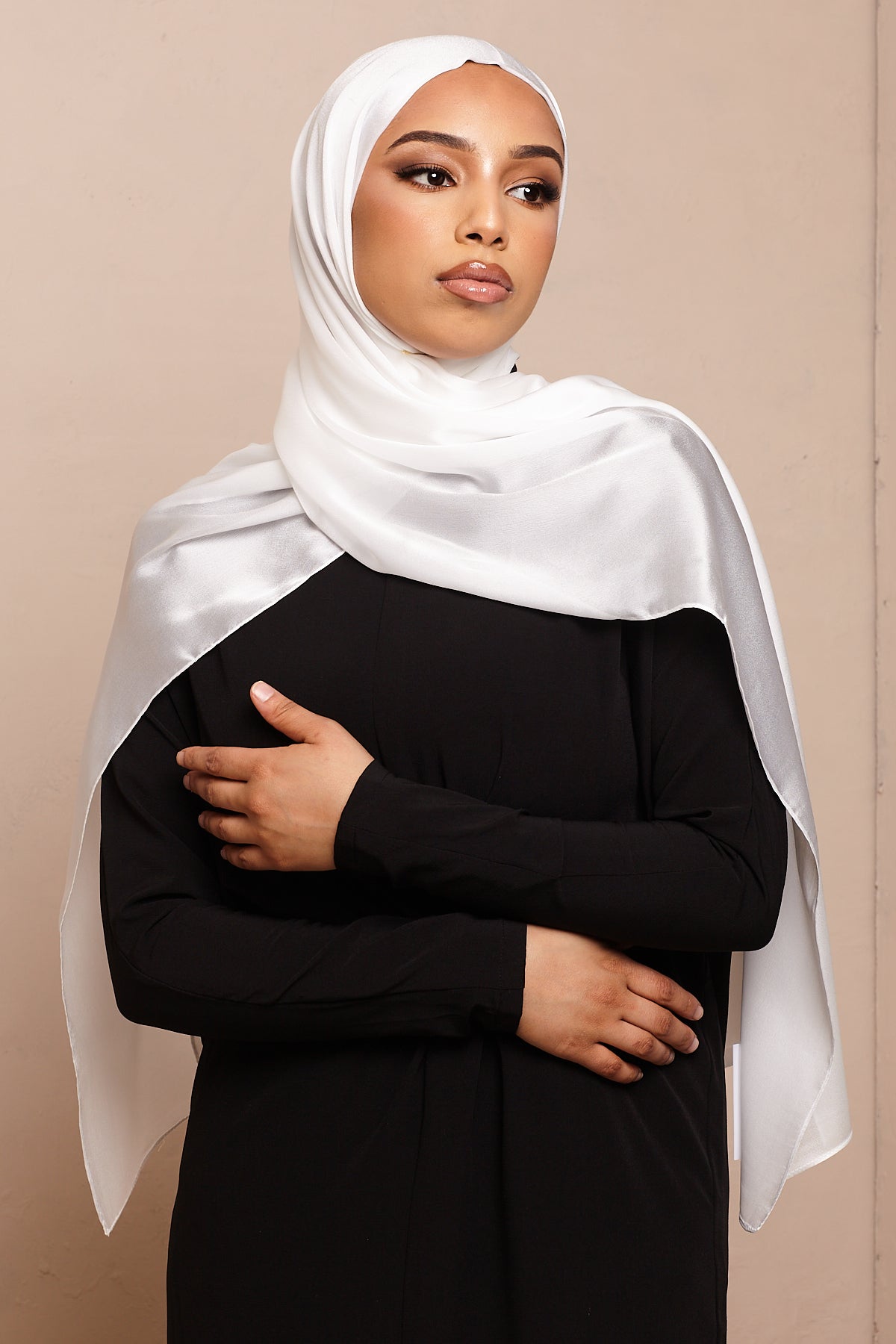 Pure White Soft Satin Hijab - CAVE