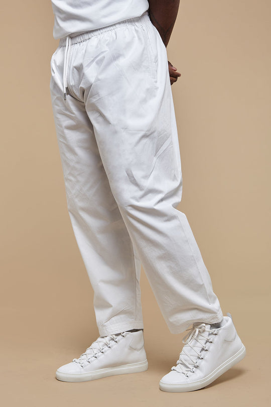 Pure White Wide Leg Cotton Trousers - CAVE