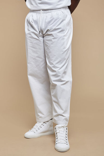 Pure White Wide Leg Cotton Trousers - CAVE
