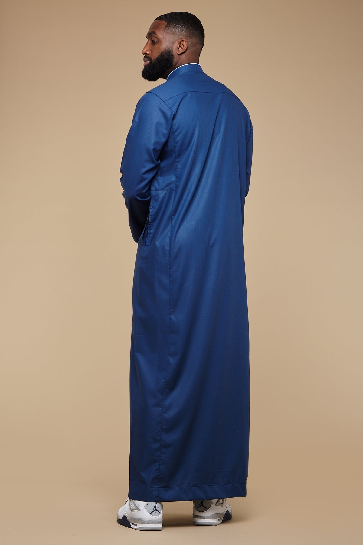 Royal Blue Arabesque Collar Thobe - CAVE