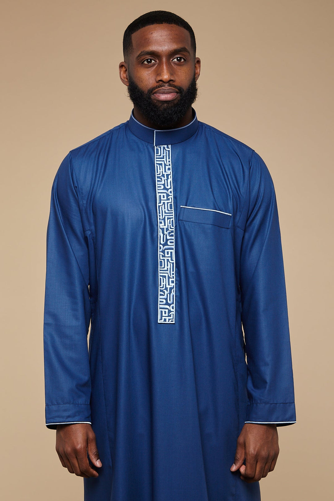 Royal Blue Arabesque Collar Thobe - CAVE