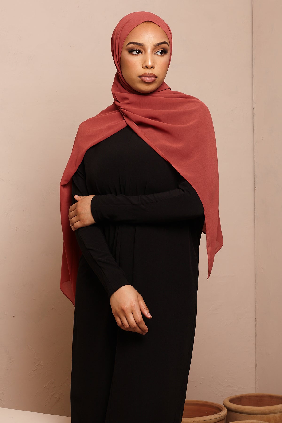 Rust Soft Crepe Chiffon Hijab - CAVE
