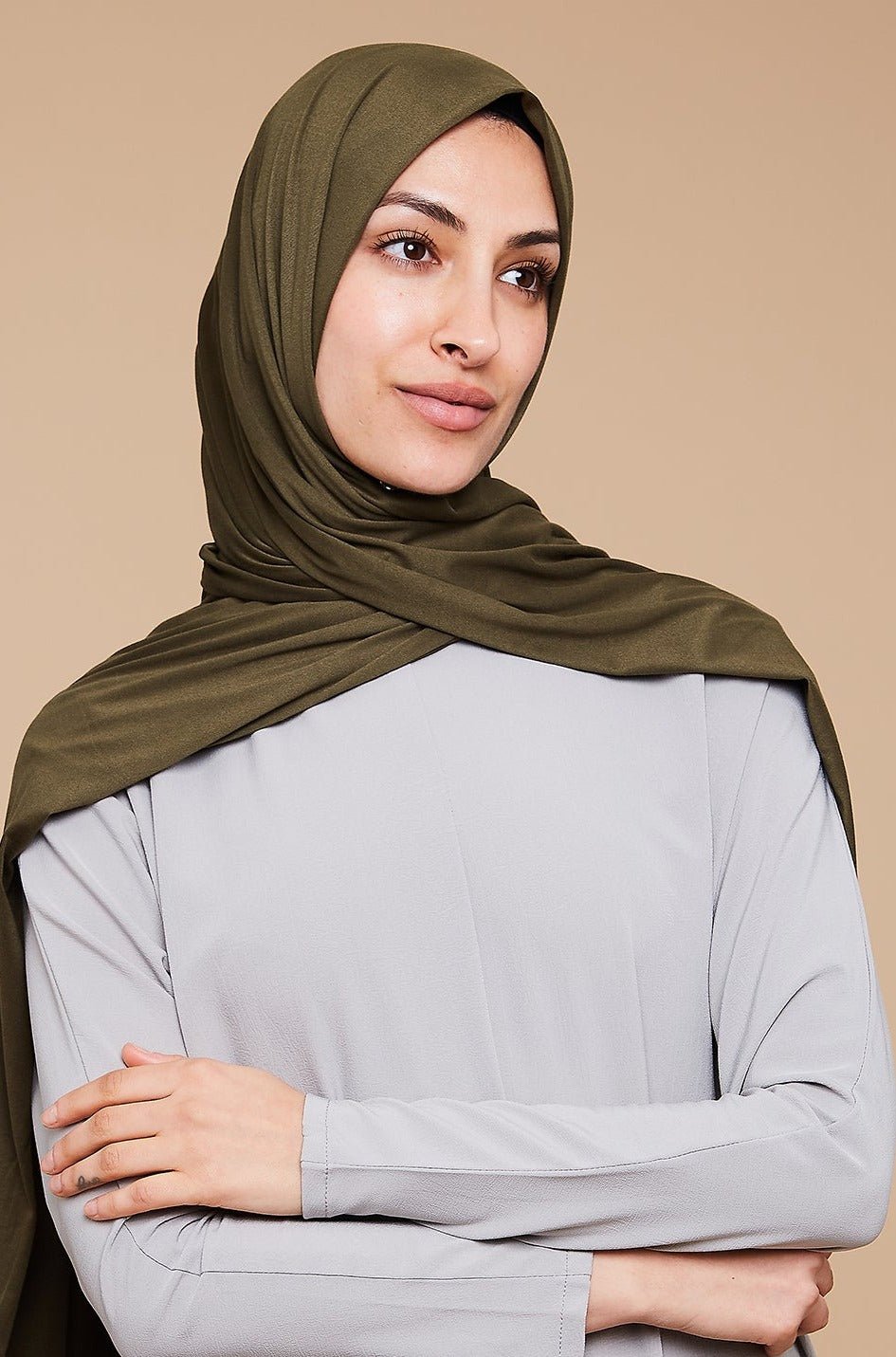 Sage Khaki Soft Jersey Hijab - CAVE