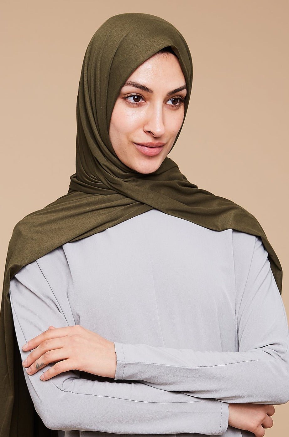 Sage Khaki Soft Jersey Hijab - CAVE