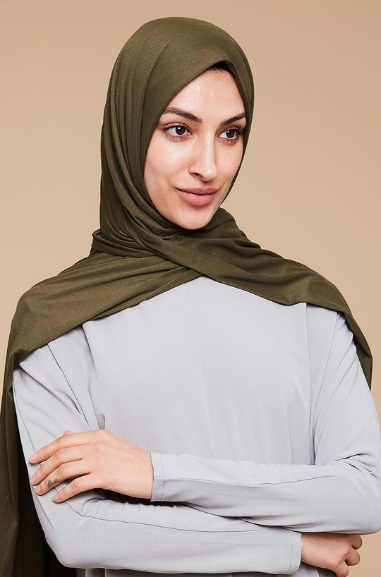Sage Khaki Soft Jersey Hijab - CAVE