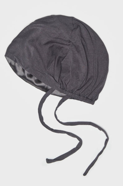 Satin-Blend Charcoal Bamboo Jersey Hijab Cap