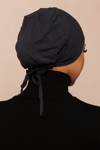 Satin-Blend Charcoal Bamboo Jersey Hijab Cap - CAVE