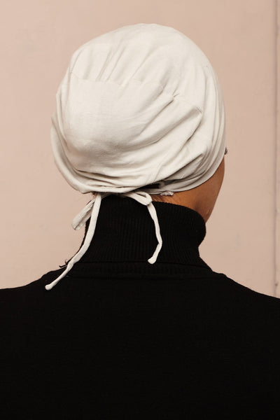 Satin-Blend Foggy Grey Bamboo Jersey Hijab Cap - CAVE