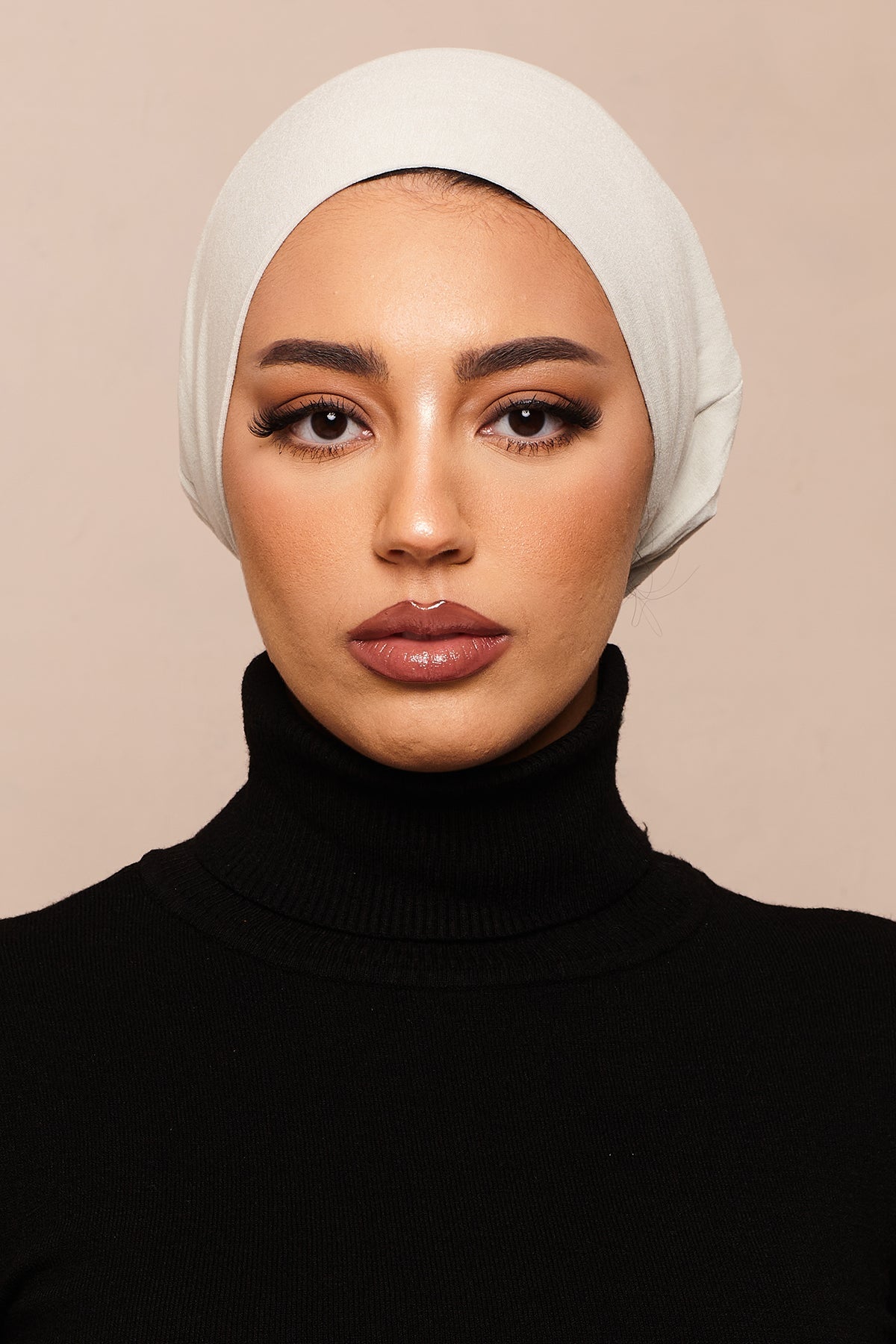 Satin-Blend Foggy Grey Bamboo Jersey Hijab Cap - CAVE