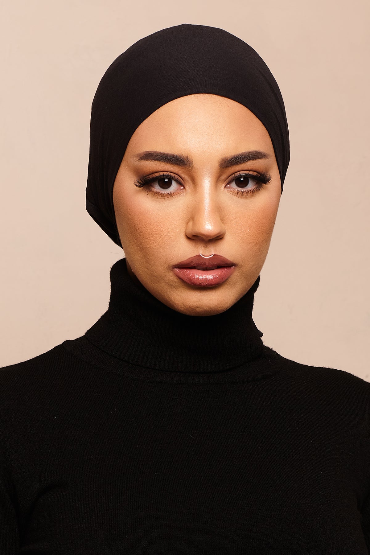 Satin-Blend Jet Black Bamboo Jersey Hijab Cap - CAVE