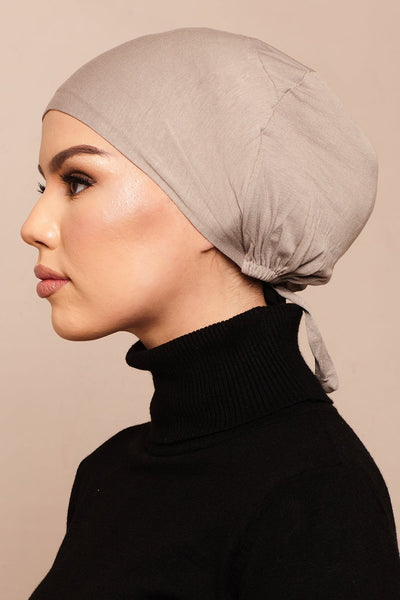 Satin-blend Latte Bamboo Jersey Hijab Cap - CAVE