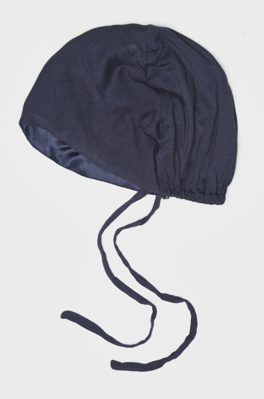 Satin-Blend Maritime Blue Bamboo Jersey Hijab Cap - CAVE