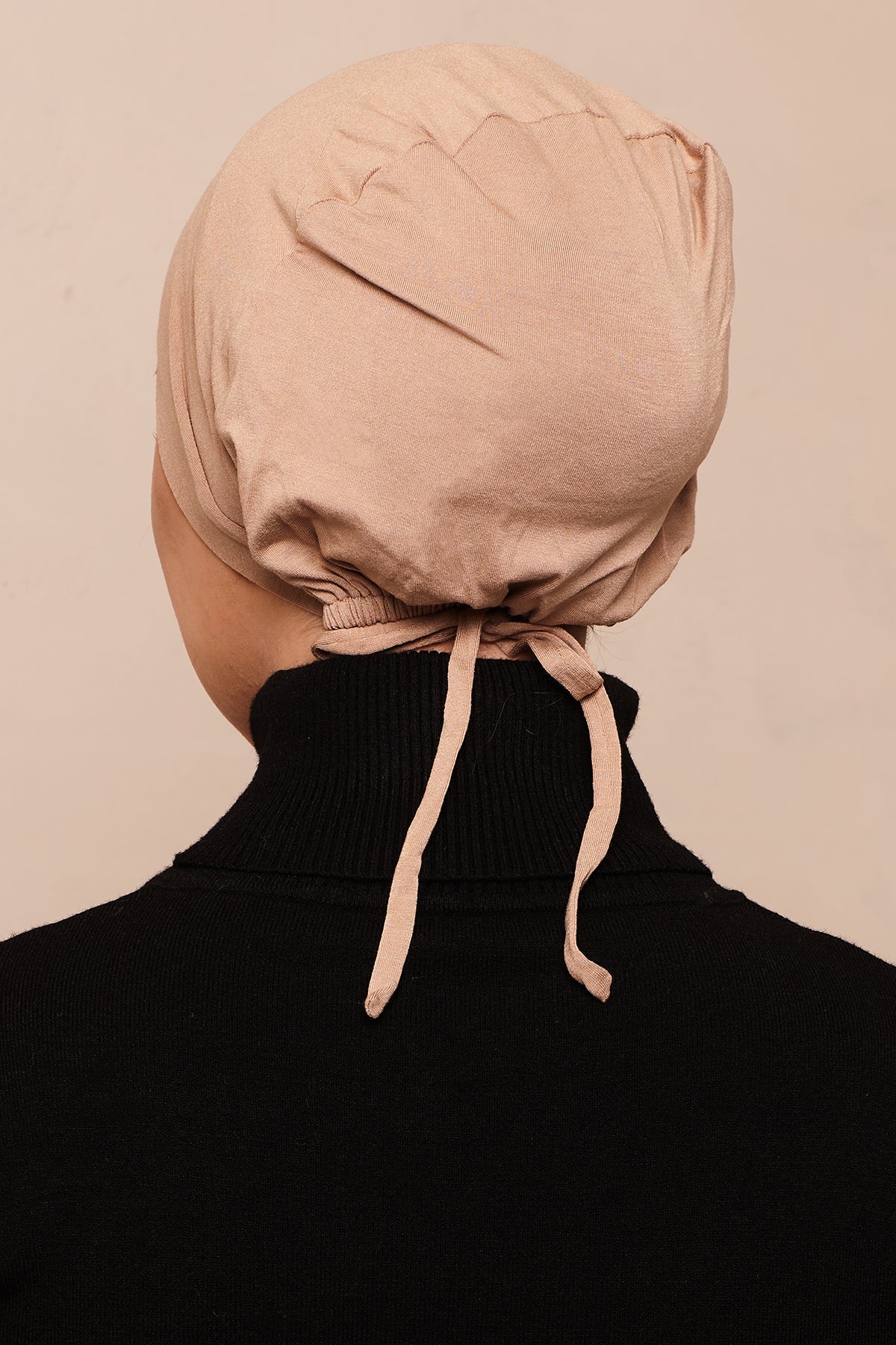 Satin-Blend Mocha Meringue Bamboo Jersey Hijab Cap - CAVE