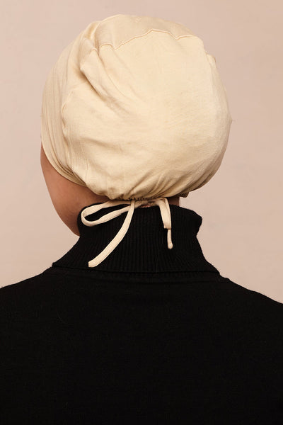 Satin-Blend Pastel Yellow Bamboo Jersey Hijab Cap - CAVE