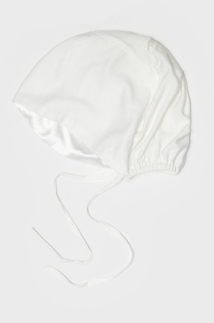 Satin-Blend Pure White Bamboo Jersey Hijab Cap - CAVE