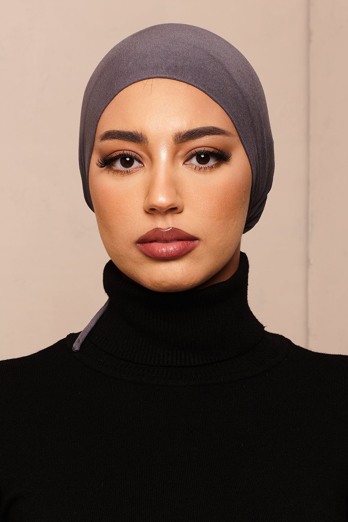 Satin-Blend Shadow Charcoal Bamboo Jersey Hijab Cap - CAVE