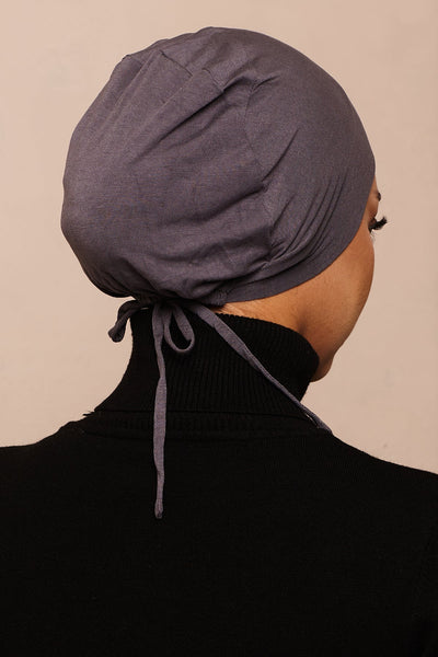Satin-Blend Shadow Charcoal Bamboo Jersey Hijab Cap - CAVE