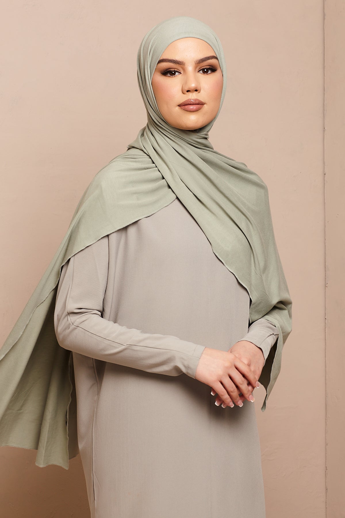 Shadow Khaki Bamboo Jersey Hijab - CAVE