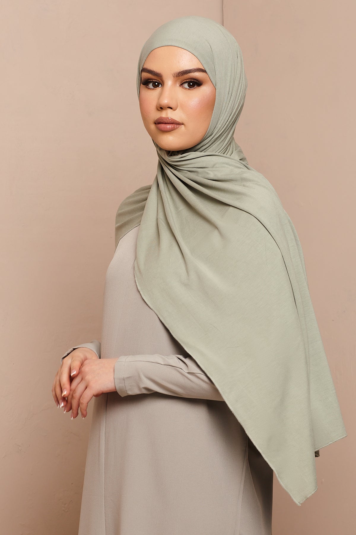 Shadow Khaki Bamboo Jersey Hijab - CAVE