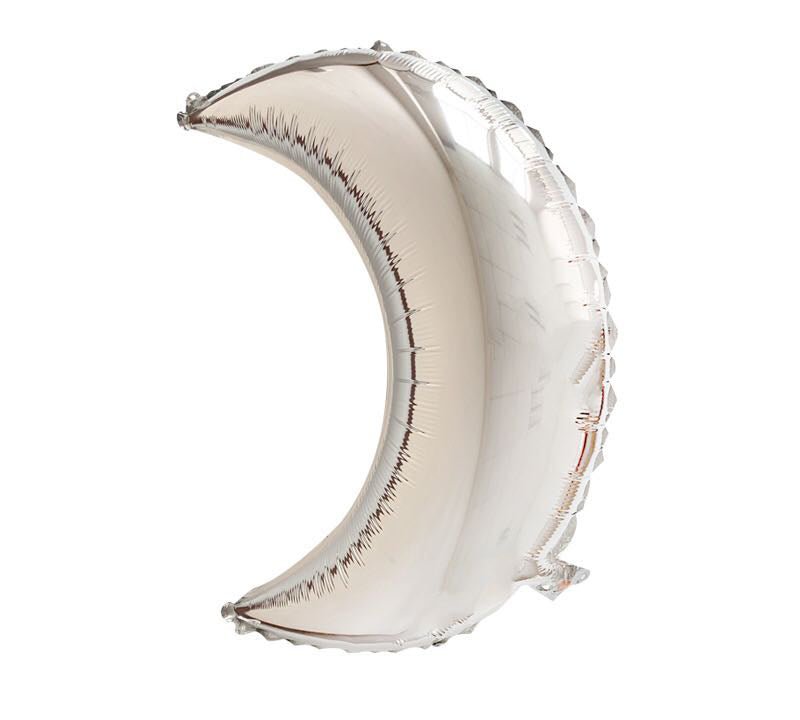 Silver Crescent Moon Eid Foil Balloon (Pack Of 2) - CAVE