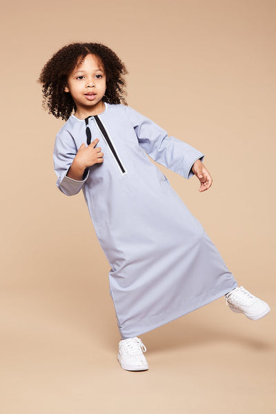 Sky Blue & Black Omani Toddlers Thobe - CAVE